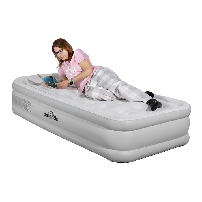 Dellonda Raised Air Bed with Removable Electric Pump & Storage Bag - Single