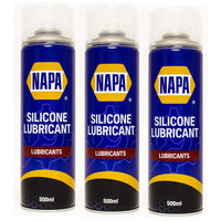 3x NAPA Silicone Lubricant Aerosol Spray Grease Can Water Resistant 500ml