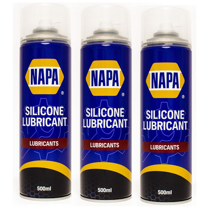 3x NAPA Silicone Lubricant Aerosol Spray Grease Can Water Resistant 500ml