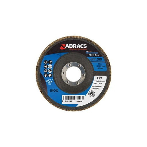 Connect Abracs Zirconium Flap Discs 115mm x P80 5pc 32084 Tool Connection - Town Tools 