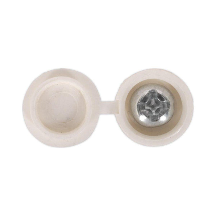 Sealey Numberplate Screw with Flip Cap 4.2 x 19mm White Pack of 50 NPW50 Sealey - Town Tools 