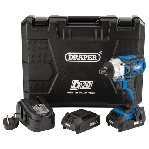 D20 20V Brushless Impact Driver, 1/4" Hex, 180Nm, 2 x 2.0Ah Batteries, 1 x - image 1
