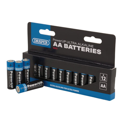 Draper PowerUP Ultra Alkaline AA Batteries (Pack of 12) 03972 Draper - Town Tools 