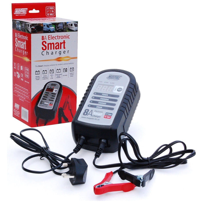 Maypole 7428 8A 12V Car Bike Caravan Van Electronic Smart Battery Charger