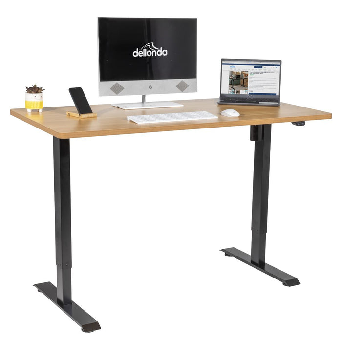 Dellonda Single Motor Adjustable-Height Electric Sit/Stand Desk - Oak Desktop