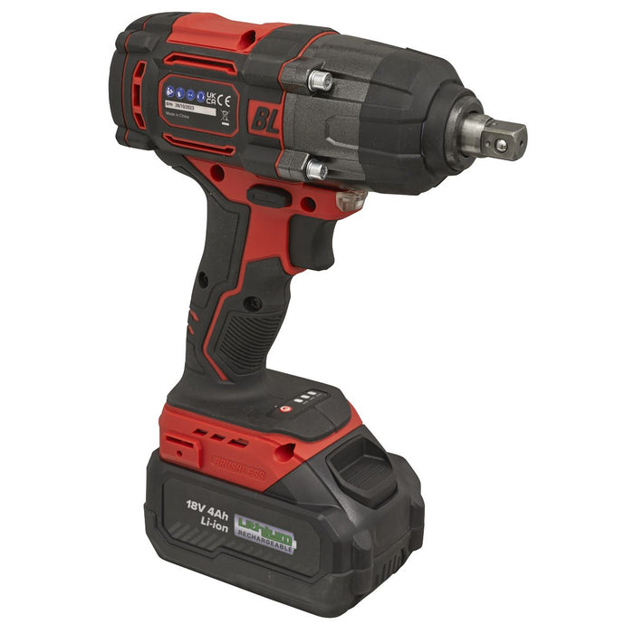 Sealey 1/2"Sq Drive Cordless Brushless Impact Wrench 18V 4Ah CP650LI Sealey - Town Tools 