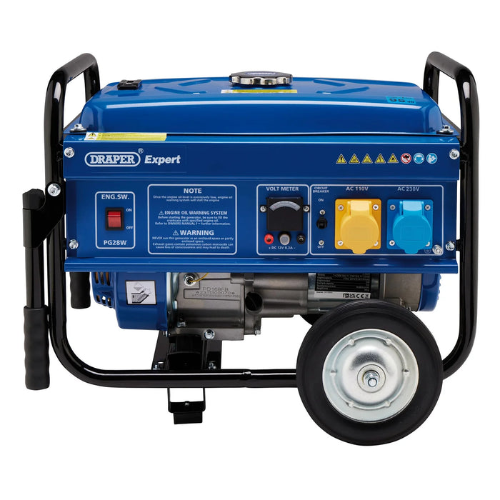 Draper Expert Petrol Generator with Wheels, 2500W - PG28W