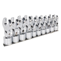 Sealey Flexible Crow's Foot Open-End Spanner Set 10pc 3/8"Sq Drive Metric S01043