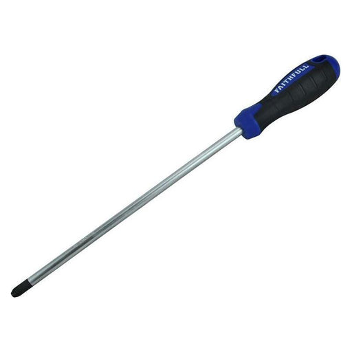 Faithfull Soft Grip Screwdriver Pozidriv Tip PZ4 x 250mm Long Reach Faithfull - Town Tools