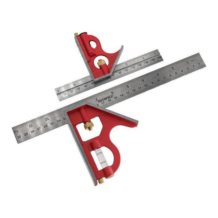 Faithfull Combination Square Twin Pack 150mm (6in) & 300mm (12in) Faithfull - Town Tools