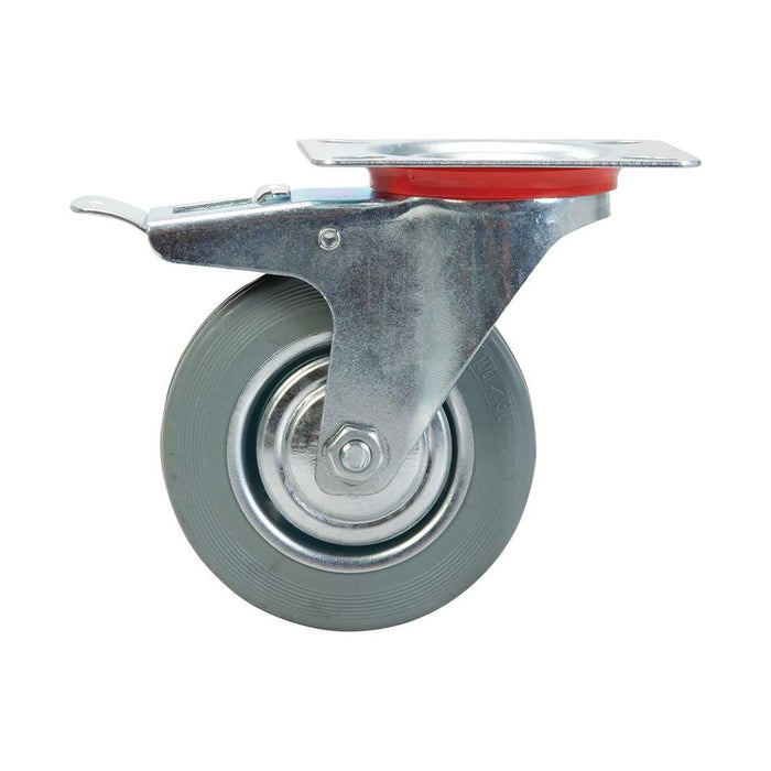 Fixman Braked Swivel Rubber Castor 100mm 70kg Fixman - Town Tools 