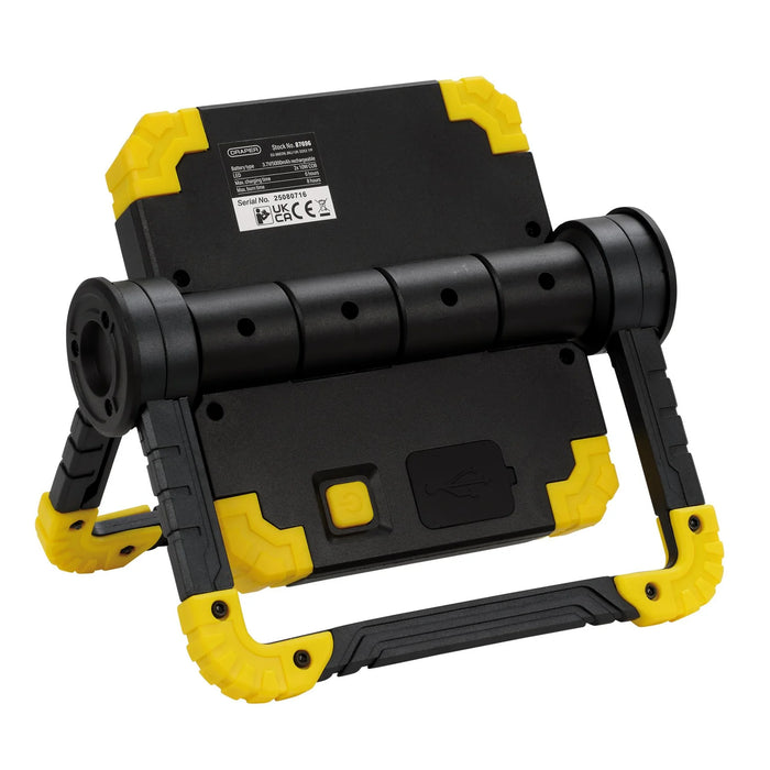 Draper Twin COB LED Rechargeable Work Light, 10W, 850 Lumens, Micro USB Cable