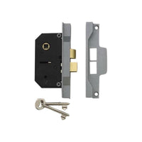 Union 2242 2 Lever Mortice Rebated Sashlock Silver Enamel 65.5mm 2.5in Visi