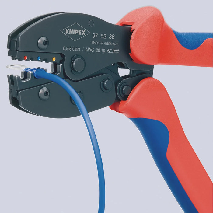 KNIPEX 97 52 36 SB PreciForce® Crimping Pliers, 0.5 — 6.0 mm² Capacity, 220mm
