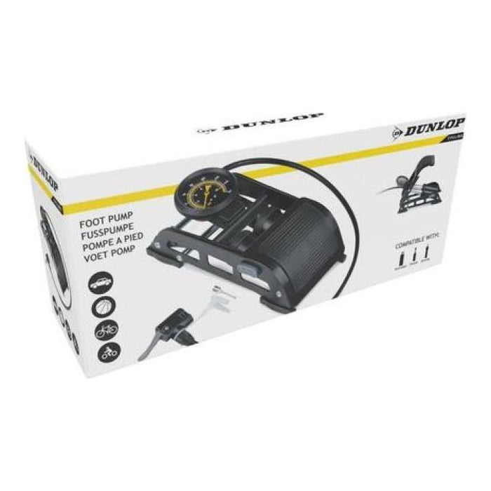 Double Foot Pump – Heavy-Duty Steel | Dual Cylinder | Fast Inflation for Car, Bike & Sports Gear Dunlop - Town Tools