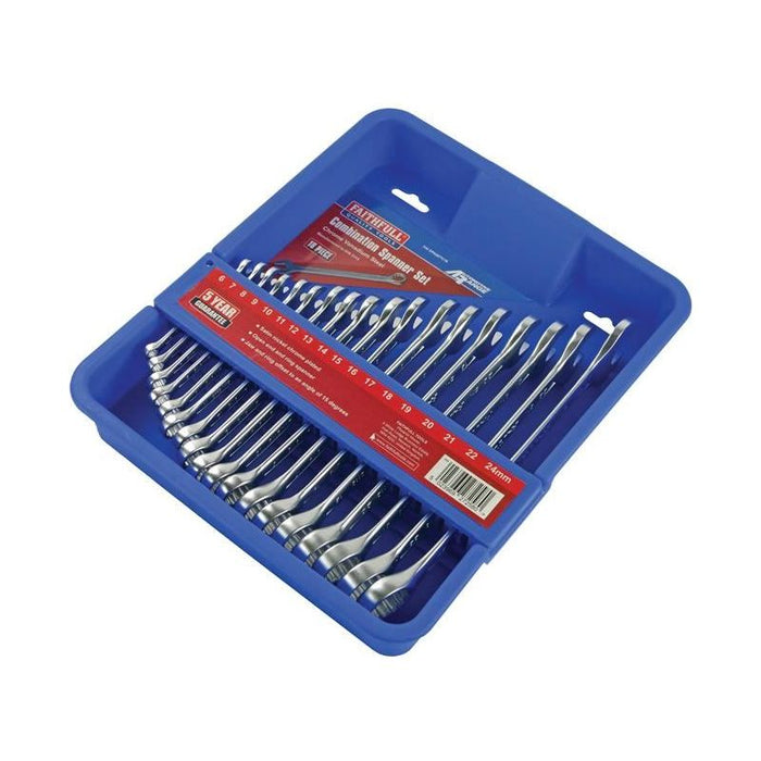 Faithfull Chrome Vanadium Combination Spanner Set, 18 Piece Faithfull - Town Tools