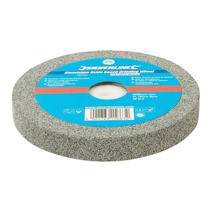 Silverline Aluminium Oxide Bench Grinding Wheel 150 x 20mm 46G Medium Silverline - Town Tools 