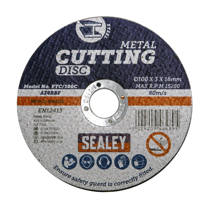 Sealey Cutting Disc100 x 3mm16mm Bore PTC/100C Sealey - Town Tools 