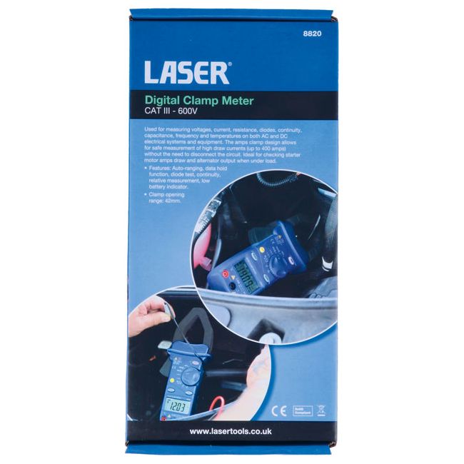 Laser Digital Clamp Meter CAT III - 600V Laser - Town Tools