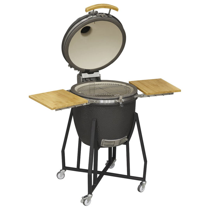 Dellonda Deluxe 22"(56cm) Ceramic Kamado Style BBQ with Wheeled Stand