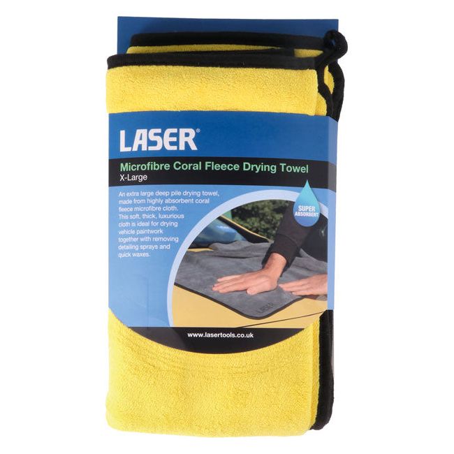 Laser Microfibre Coral Fleece Drying Towel - XL Laser - Town Tools