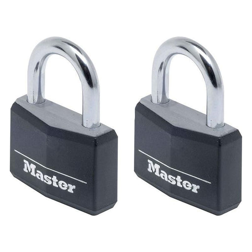 Master Lock Aluminium Black Vinyl Cover 40mm Padlock 4-Pin - Keyed Alike x 2 Master Lock - Town Tools