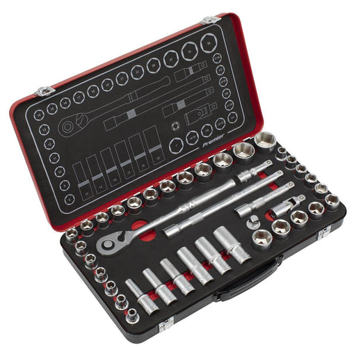 Premier Platinum Metric/Imperial Socket Set 1/2"Sq Drive 40pc Sealey Premier Platinum - Town Tools 