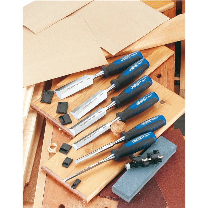 Draper Expert Soft Grip Wood Chisel Kit, 140mm (8 Piece) - WCS8/SG