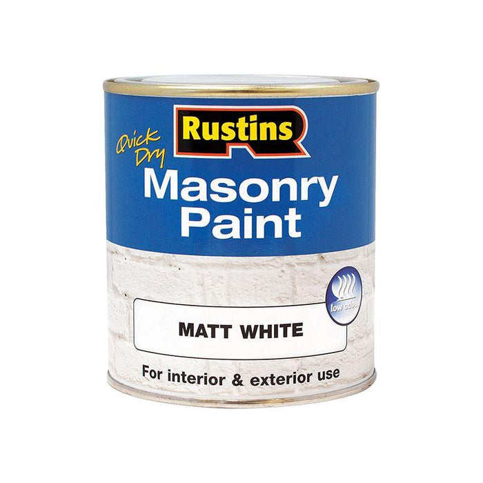 Rustins Quick Dry Masonry Paint Matt White 250ml Rustins - Town Tools