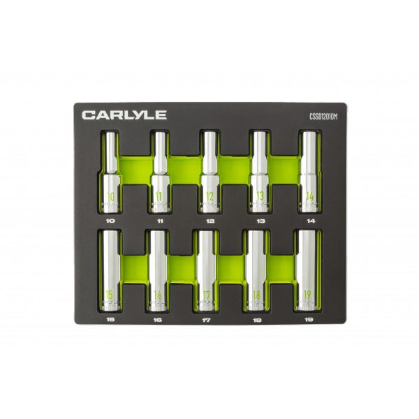 Carlyle Tools 10 Pc 1/2In Drive Metric Chrome Deep Socket Set