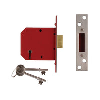 Union 2101 5 Lever Mortice Deadlock Satin Chrome Finish 77.5mm 3in Visi
