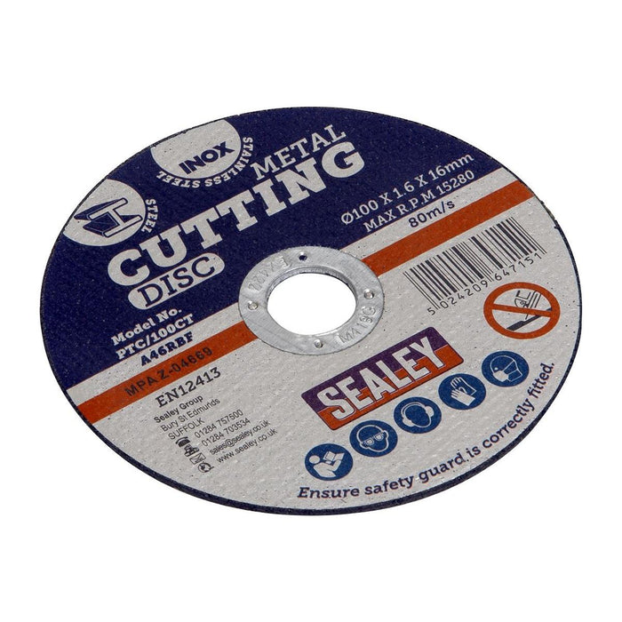 Sealey Cutting Disc100 x 1.6mm16mm Bore PTC/100CT Sealey - Town Tools 