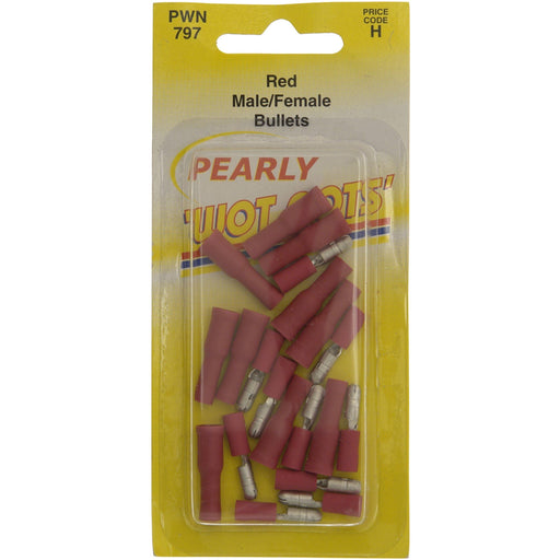 Wot-Nots Wiring Connectors - Red - Male/Female Bullet - Pack of 15 Pearl - Town Tools 