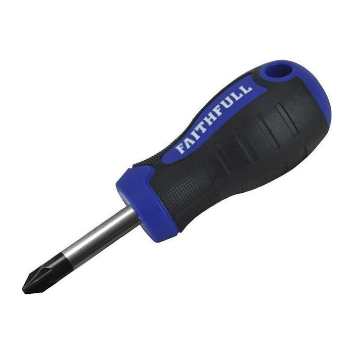 Faithfull Soft Grip Stubby Screwdriver Pozidriv Tip PZ2 x 38mm Faithfull - Town Tools