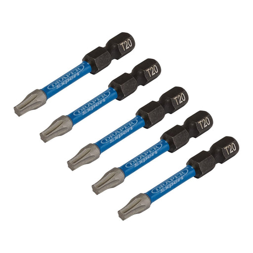 Draper Expert TX-STAR Impact Screwdriver Bits, T20 x 50mm, 1/4" Hex (Pack of 5) Draper - Town Tools 