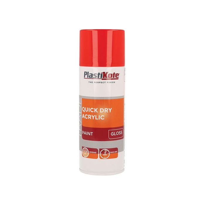 Plastikote Trade Quick Dry Acrylic Spray Paint Gloss Red 400ml PlastiKote - Town Tools