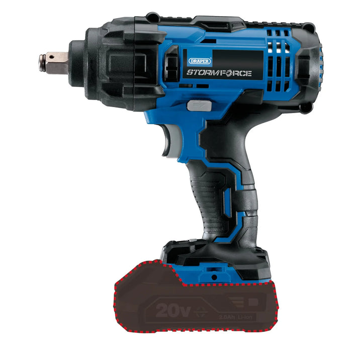 Draper Storm Force® 20V Mid-Torque Impact Wrench, 1/2" Sq. Dr., 400Nm (Sold