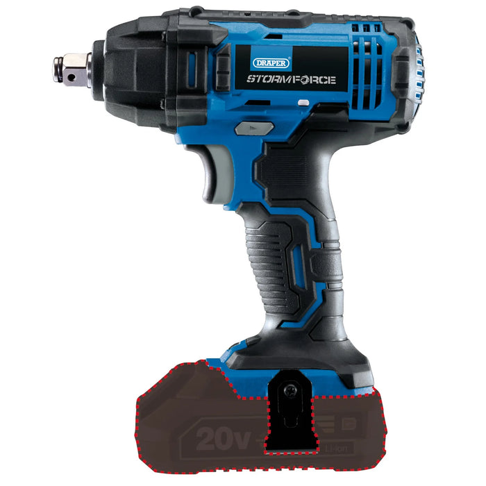 Draper Storm Force® 20V Mid-Torque Impact Wrench, 1/2" Sq. Dr., 250Nm (Sold