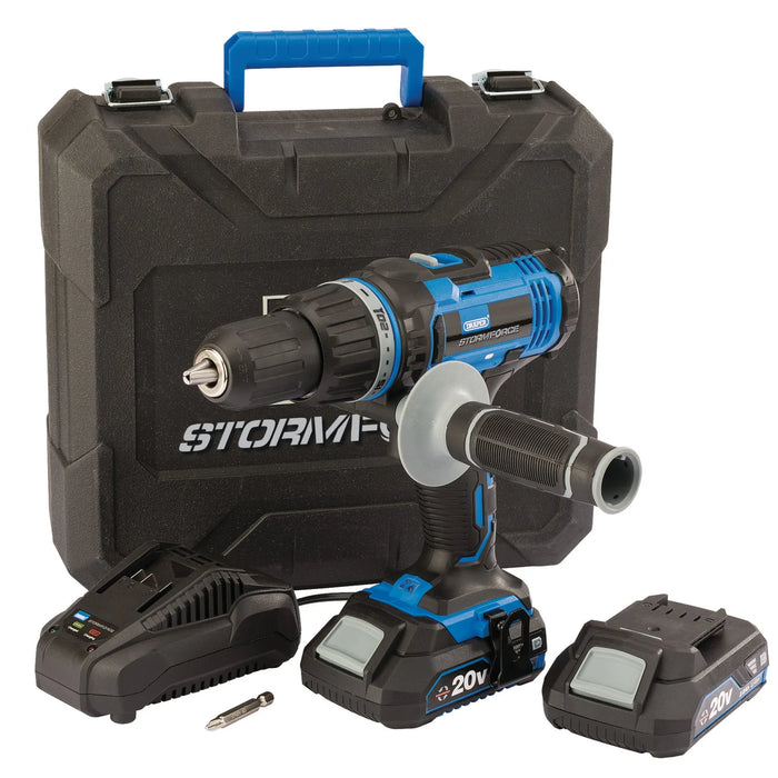 Draper Storm Force® 20V Combi Drill, 2 x 2.0Ah Batteries, 1 x Charger - CHD20SF