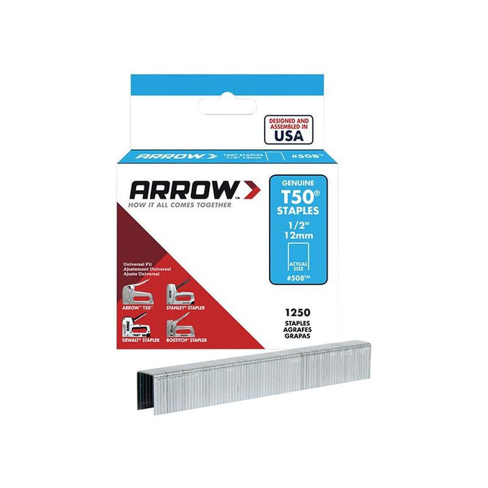 Arrow T50 Staples 12mm (1/2in) (Box 1250) Arrow - Town Tools