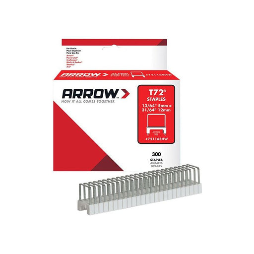 Arrow T72HW Clear Insulated Staples for Hardwood 5 x 12mm (Box 300) Arrow - Town Tools