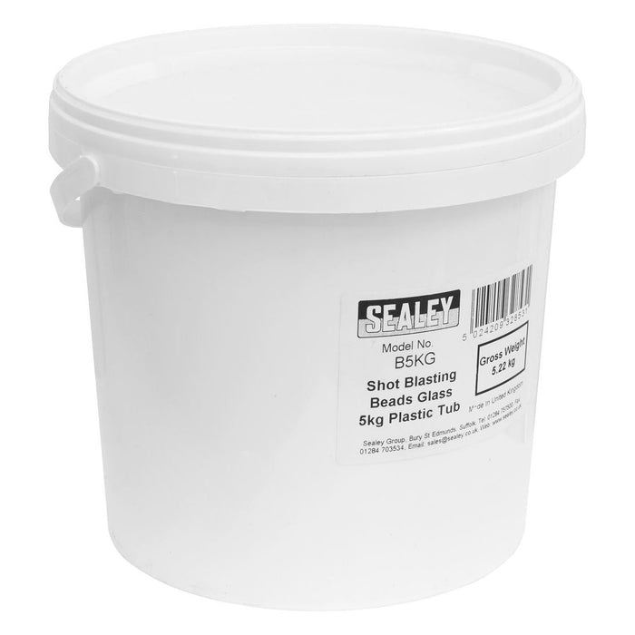 Sealey Shot Blasting Beads Glass 5kg Plastic Tub B5KG Sealey - Town Tools 