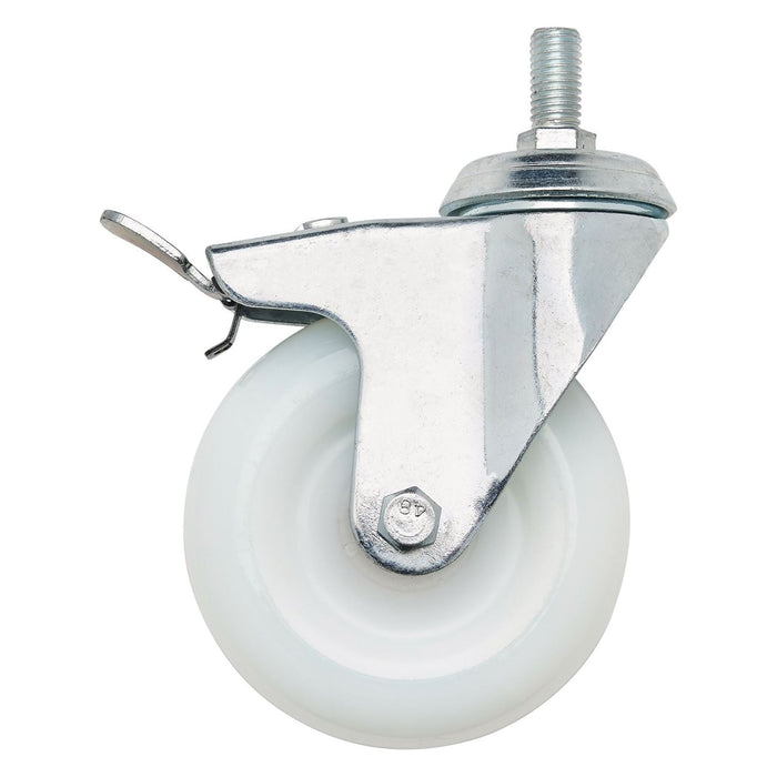 Draper Swivel Bolt Fixing Nylon Wheel with Brake, 100mm Diameter, S.W.L. 125kg Draper - Town Tools