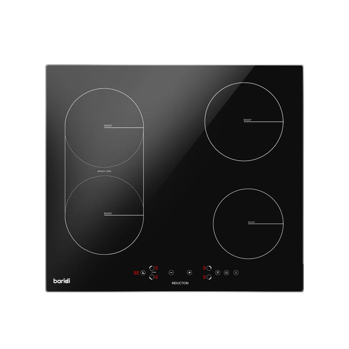 Baridi Integrated Induction Hob 4 Cooking Zones & Bridge Zone 60cm 2800W Output