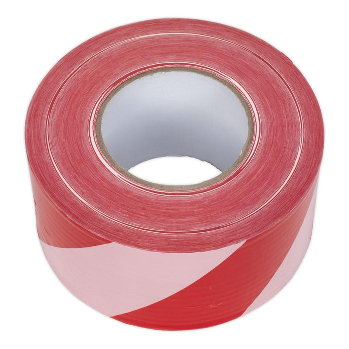 Sealey Hazard Warning Barrier Tape 80mm x 100m Red/White Non-Adhesive BTRW Sealey - Town Tools 