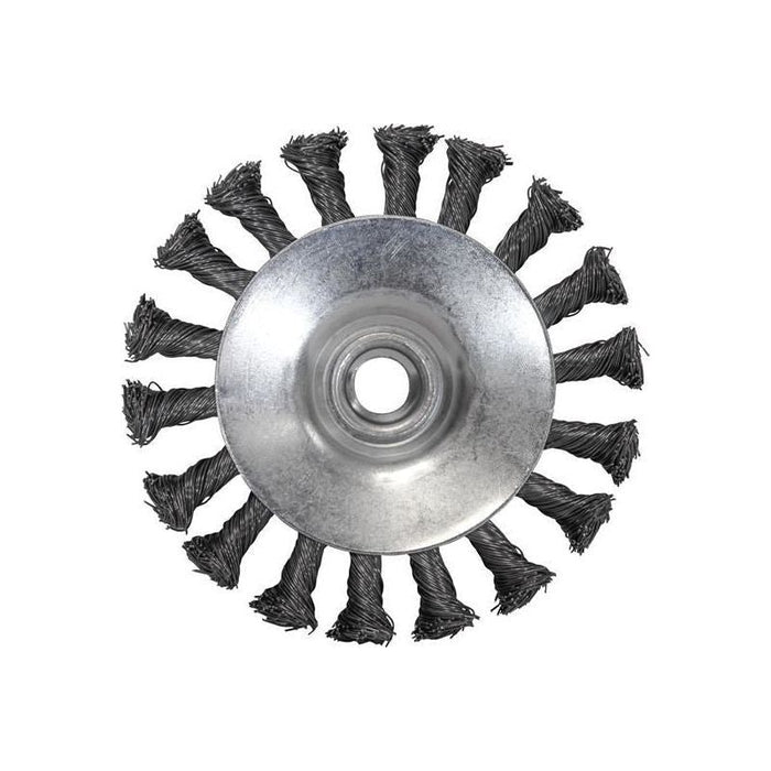 Faithfull Conical Wire Brush 100mm M14x2 Bore, 0.50mm Wire Faithfull - Town Tools