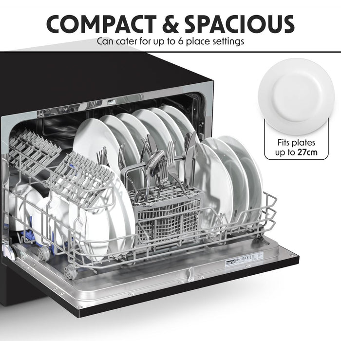 Baridi Tabletop Dishwasher 6 Place Settings 6.5L Capacity - Black DH85 Baridi - Town Tools 