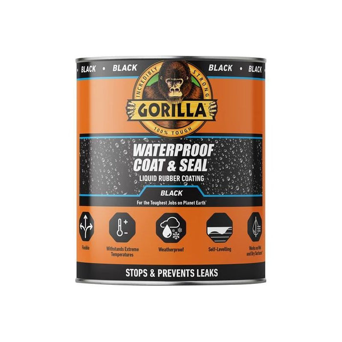 Gorilla Glue Waterproof Coat & Seal Liquid Rubber Coating Black 946ml Gorilla Glue - Town Tools