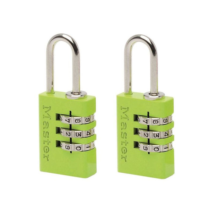 Master Lock Aluminium 3-Digit Combination 20mm Padlock Colour x 2 Master Lock - Town Tools