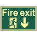 Scan Fire Exit Running Man Arrow Down - Photoluminescent 300 x 200mm Scan - Town Tools